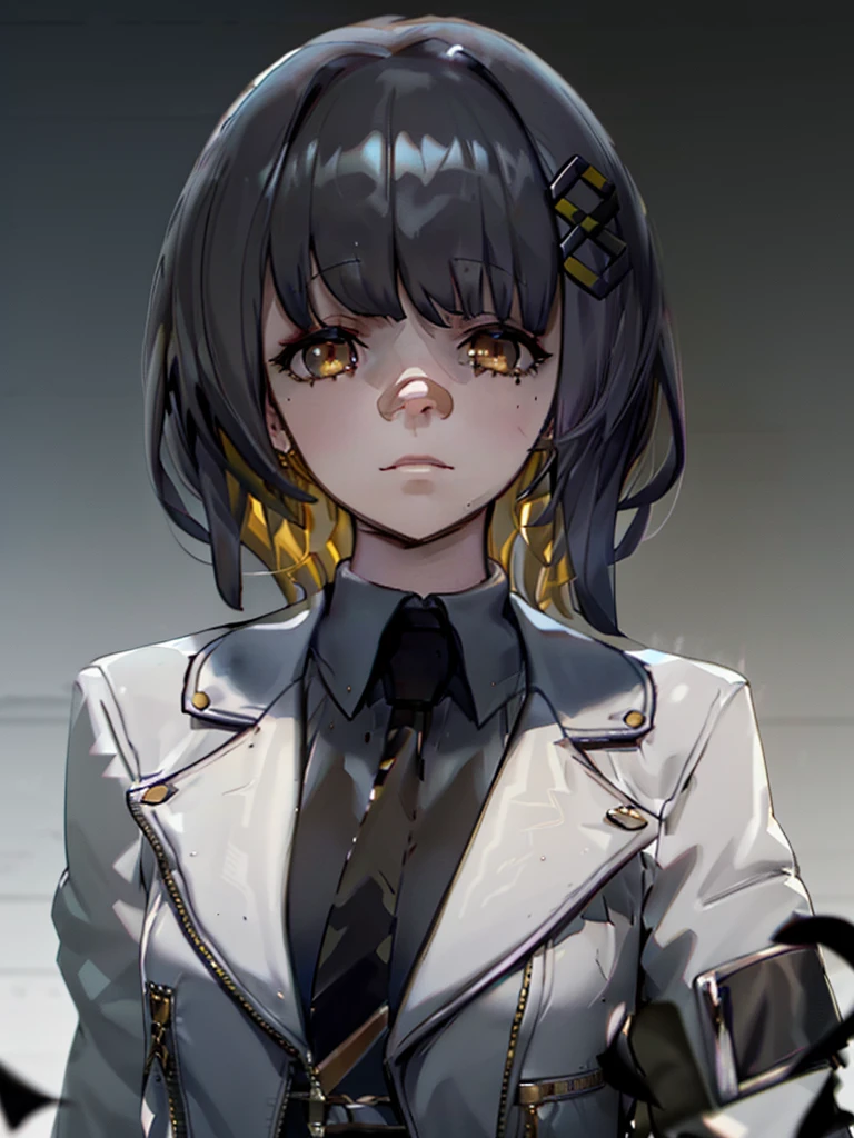 ((Portrait)), She has an Indifferent, Black-Haired Appearance, with a Slim, Graceful Build. She Expresses a Cold and Detached Look, Giving Off an Unapproachable and Mysterious Attitude. She has Pale Skin and Deep, Dark Eyes, Her Hair is Long, Straight, and Black. ((Portrait, HDR, Dark Background))
