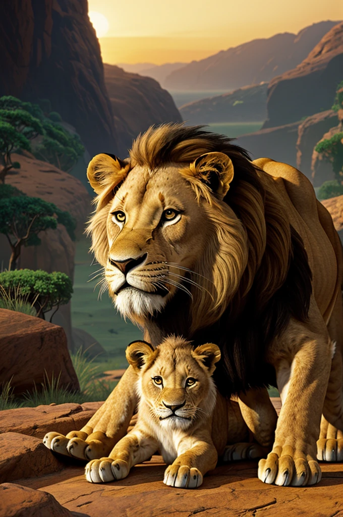 Illustration for the cartoon The Lion King, where did the lion cub&#39;s father die