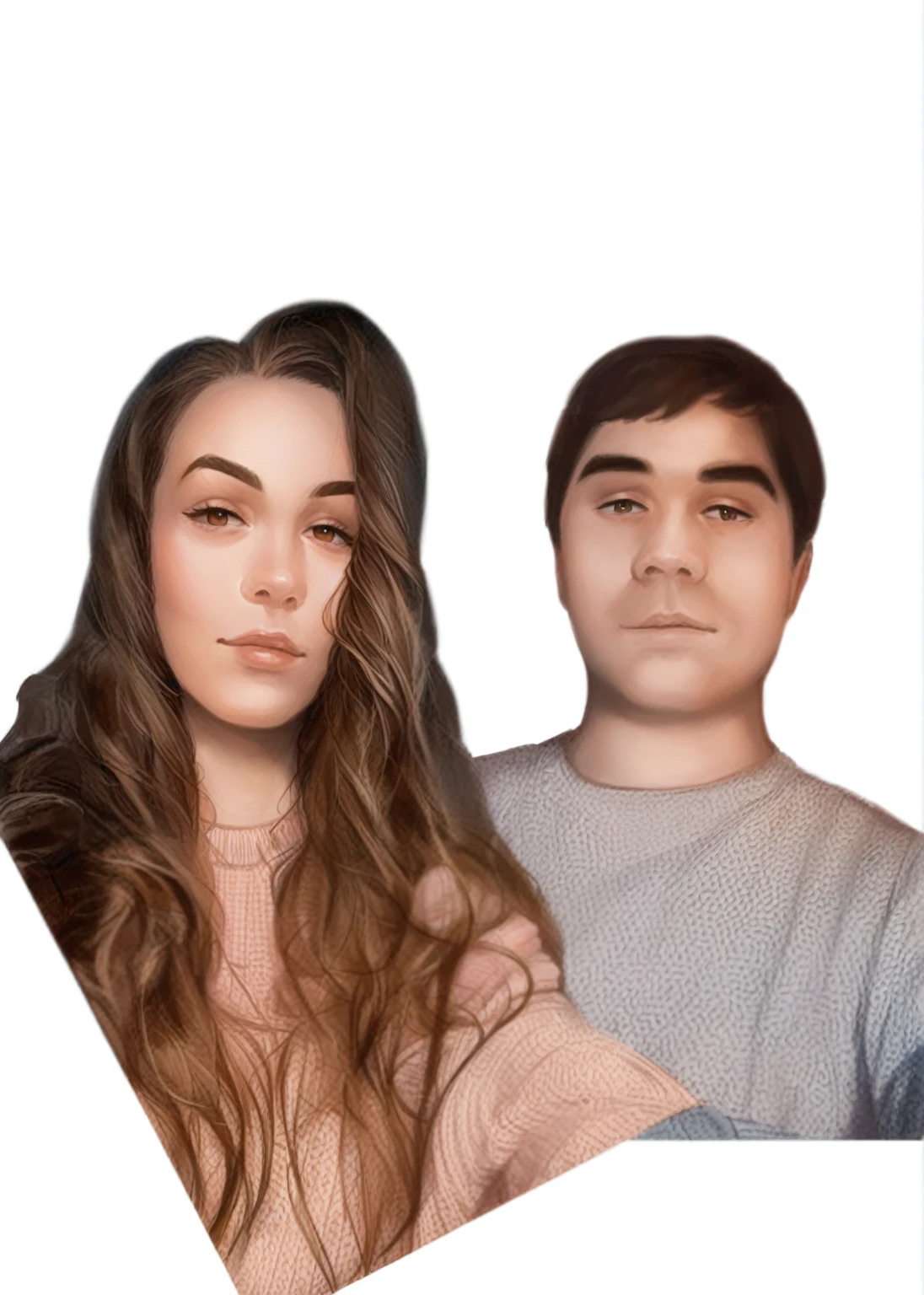 close-up of a person with a man and a woman, He nods, Charlie Bowwater and Artgim, Portrait of two people, couple portrait, high quality portrait, Selfie photography in 8k resolution, profile picture, headshot profile pictureture, portrait, made in photoshop, inspired by Gloria Muñoz, 8k portrait painting, digital art style, 3d,