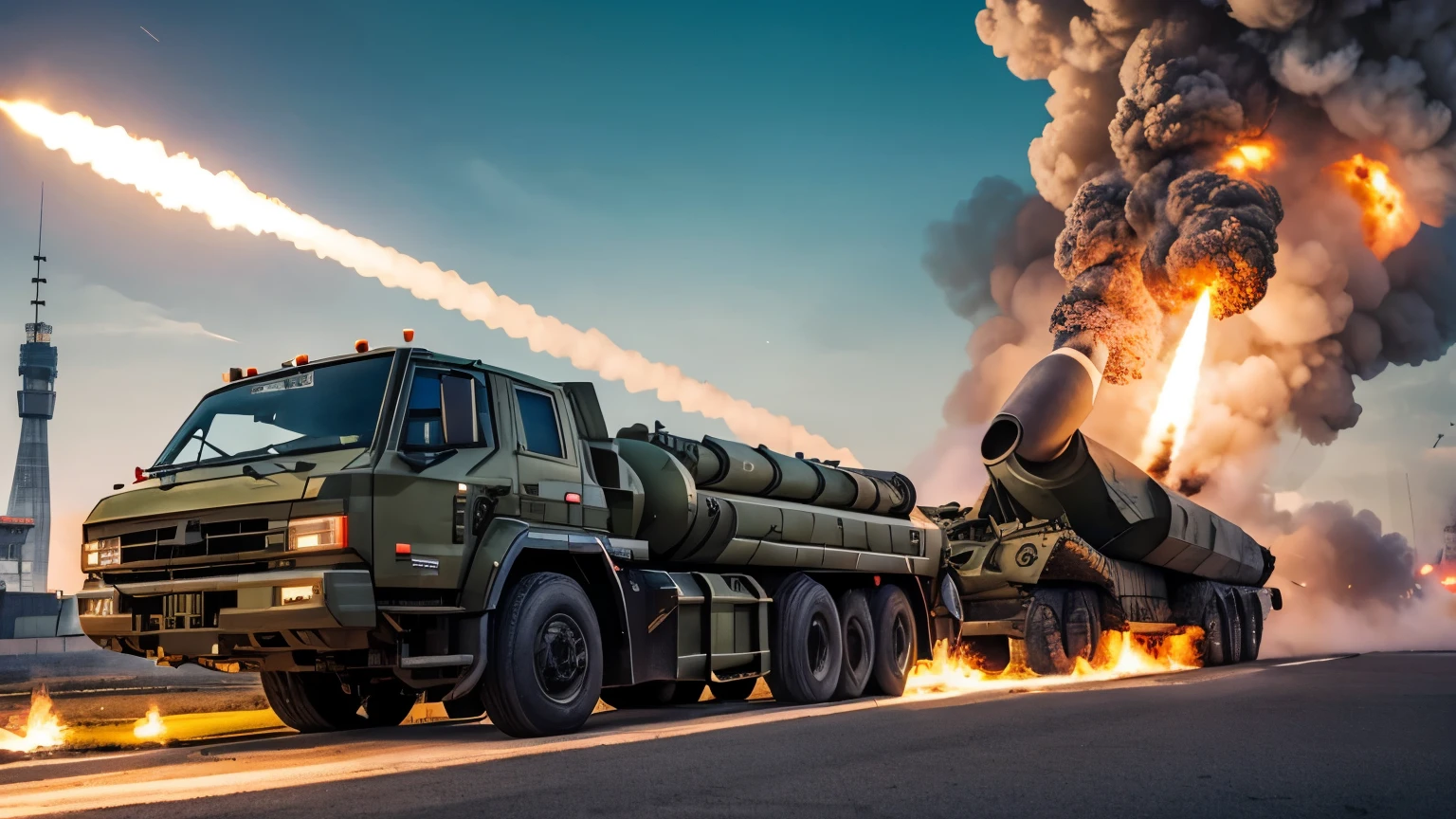 many bunch of missiles, many rocket, very big, tumblr, digital art, russia, avatar image, mobile wallpaper, very accurate photo, radoslav svrzikapa, automated defence platform, very accurate coherent image, hq 4k phone wallpaper, operation highjump, olga buzova, cover shot, military parade, roman shipunov, views from left, big explosion, burning city