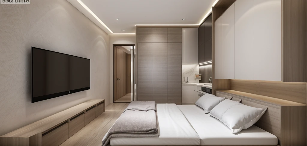 Bedroom design, Modern interior, flat walls, Glossy wood flooring, Daylight, Cinematic lighting, Dynamic lighting, Real photos taken with a professional camera, rendered by Unreal Engineer 5, high quality, 8K resolution, full HD, extremely detailed, arch daily.com, Award-winning design.