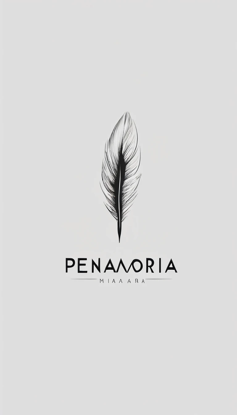A minimal, modern, simple, cinematic logo design for the brand “Penamemoria". Create a modern, minimalistic, high-quality, logo of a feather-bird
