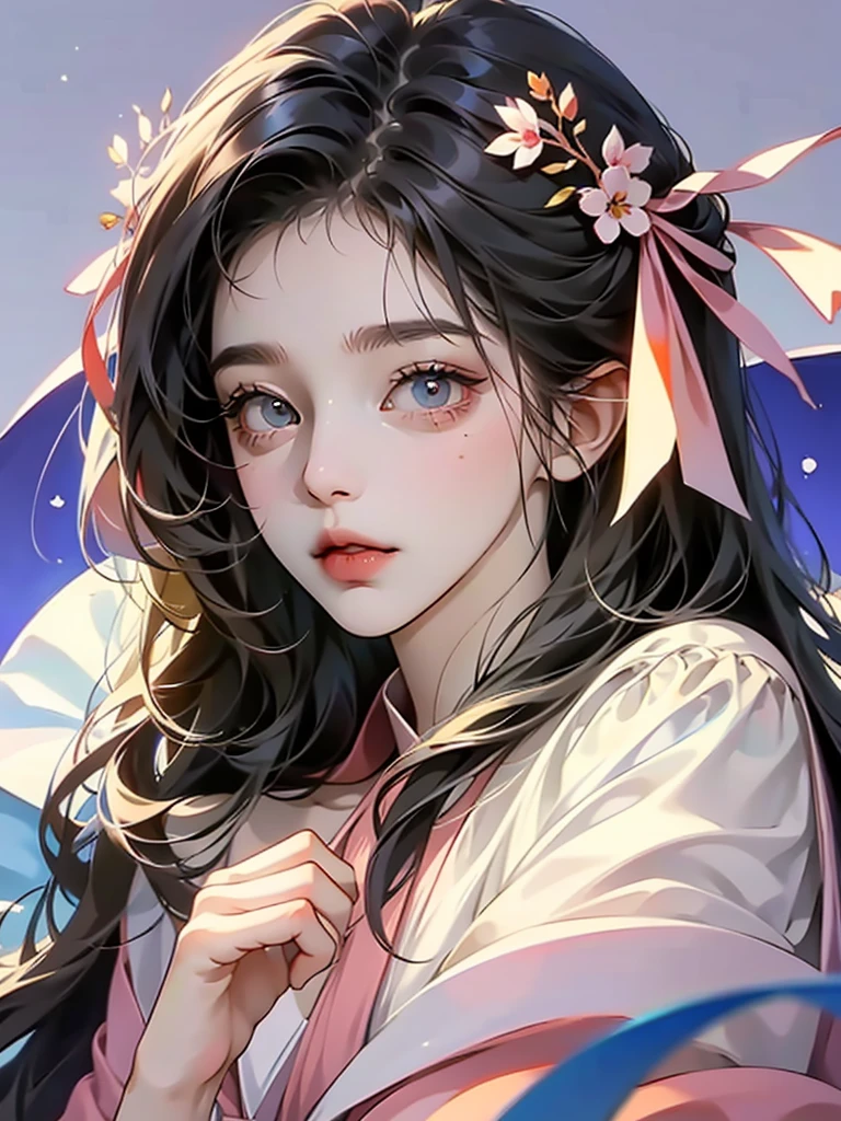 delicate Big eyes I have long hair Cute girl 笑う パステルカラー