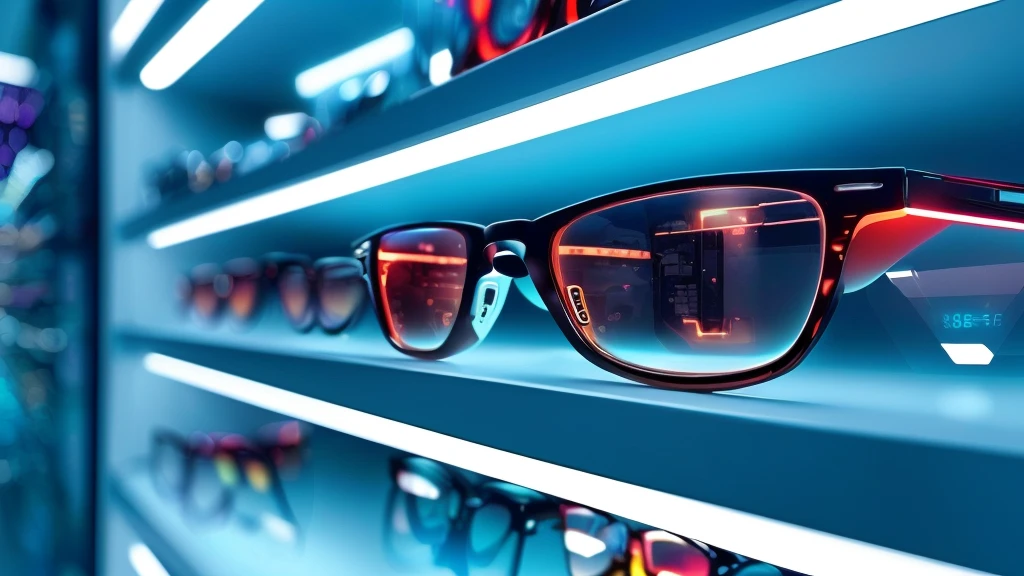 there are many glasses on the shelves in the store, futuristic glasses lenses, digital glasses, glasses without frames, optical lenses, refractive optics, tech glasses, reading glasses, glasses frames, ar glasses, glasses |, futuristic ar glasses, eye glass, holographic display lenses, glasses, cyberpunk eye wear, cool glasses, spectacles, eye glasses, eyeglasses