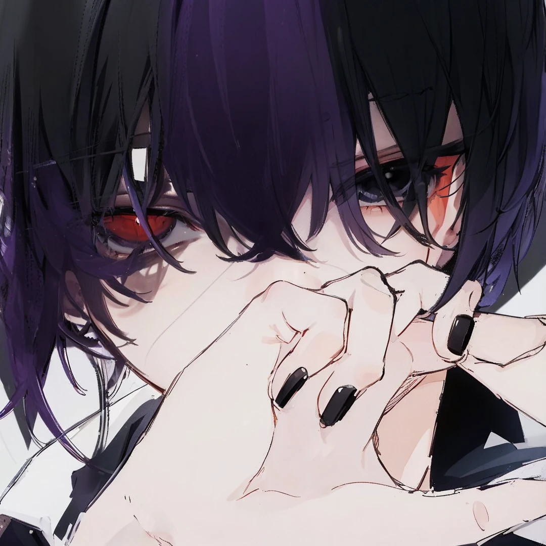 masterpiece, best quality, ultra detailed, 1 boy, short black hair, delinquent, sharp black eyes, dead eyes