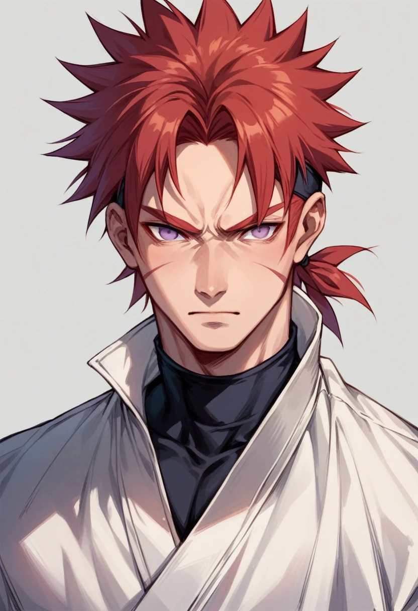 naruto ninja man with white clothes long red hair and purple eyes doujutsu rinnegan