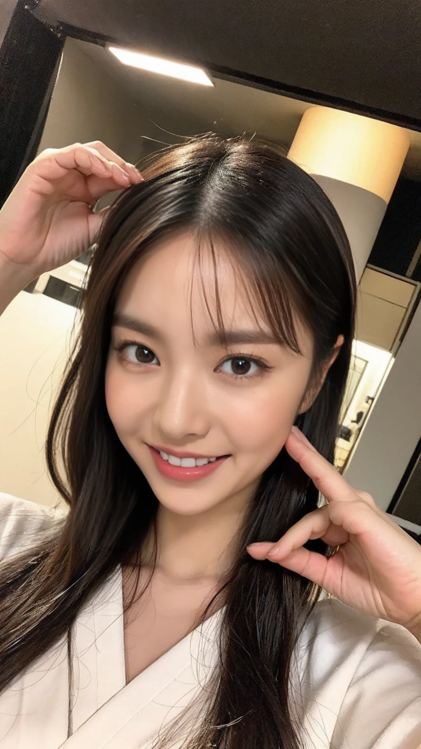 (SFW:1.5)、(RAW shot: 1.5, Realistic: 1.5, 8K, Highest quality, masterpiece, Ultra-high resolution), Japan, Mysterious light in the darkness: 1.3, skin and facial texture: 1.3, cute slim woman, Sexy beauty, Perfect Style, Beautiful Skin, Very beautiful face, (A shy smile, Facial expressions when feeling happy), (wear white kimono: 1.1), (Close-up shot, Full Body Tattoo, night, Fascinating Light)、(Anatomically correct)、(Perfect Body Proportions)、(Natural and perfect hands、Natural and perfect fingers)、(Breast Goddess, ((Round face)), Realistic Eye Size, Big eyes、Droopy eyes