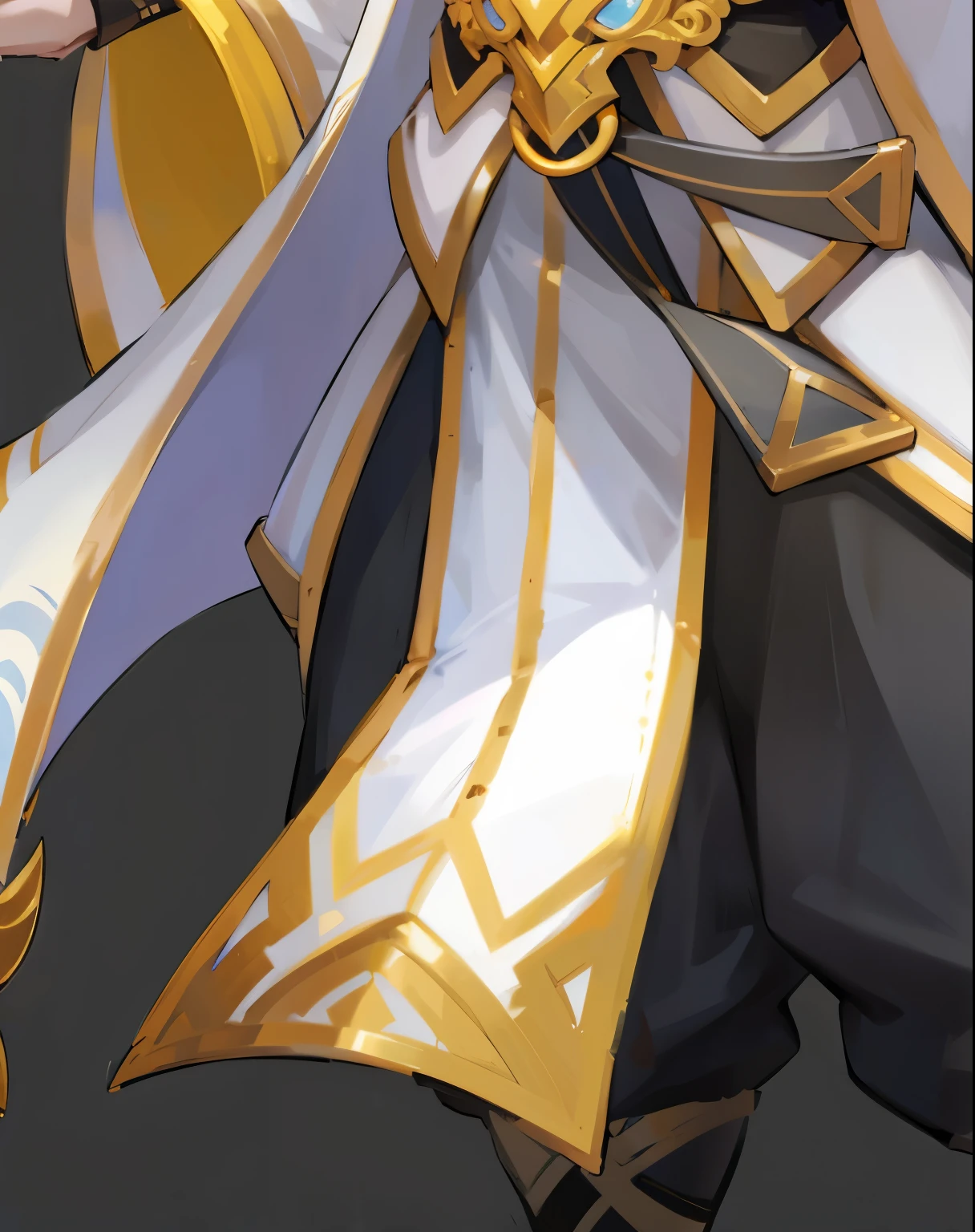 boy、Long white hair、Full details,White clothes,Metal decoration,Gold luster,belt