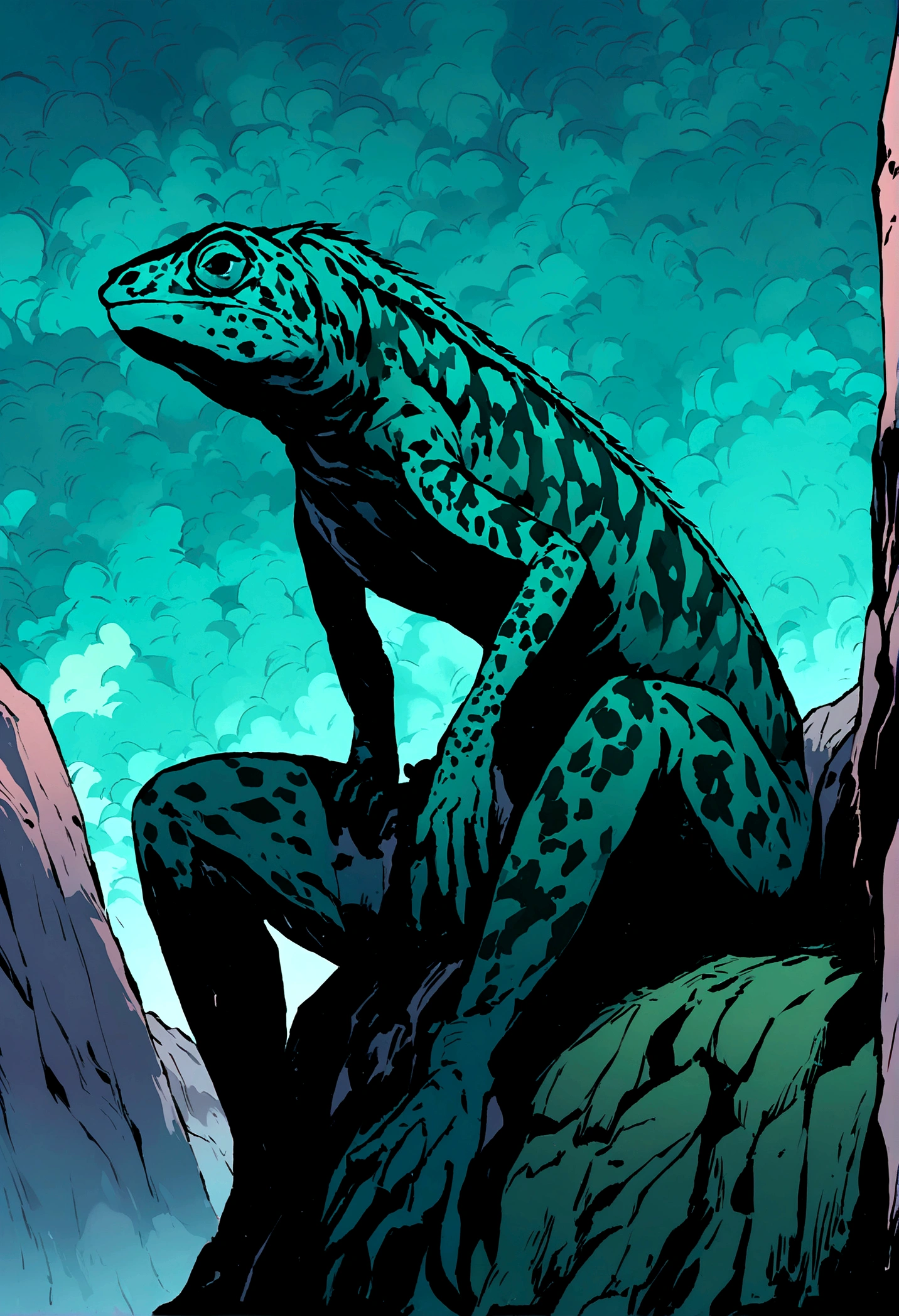 Seated Chameleon,An illustration,2D
