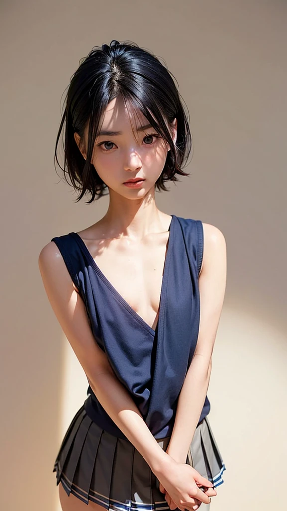 (((((())))))、Aya Ueto : 1.4、(((A charming face)))、Young face、(((beautiful girl)))、(((A beautiful woman)))、Beautiful woman、Cute woman、((Innocent face))、((Ultra-detailed face))、((Detailed lips))、((Detailed eyes))、((double eyelid))、(((Beautiful Face)))、(((Beautiful, well-shaped eyes)))、(((Beautiful, well-shaped lips)))、Very Short Hair、ponytail、Pixie cut、BREAK、、BREAK、(((((Wearing school uniform)))))、BREAK、8 heads、(((slender)))、(((Slim body)))、(((Thin body)))、(((Slim woman)))、((((Flat Chest:1.4))))、BREAK、Photographic quality、Natural light、(フォトRealistic:1.4)、(Highest quality:1.2)、(Ultra-high resolution:1.2)、8K、RAW Photos、Realistic、High Detail、Film Grain、Detail Skin、Symmetrical、Delicate skin、Real human skin、pores、Super detailed、Detailed、(masterpiece : 1.2)、Thin face、Sharp Face、Small Face、Small face、Narrow shoulders、Small shoulders、Small shoulders幅、Slim shoulders、Narrow shoulders幅、Beautiful Japanese Woman、Beautiful Korean Woman、Slim womanモデル、Young Gravure Idol、Realistic young gravure idol、Young Sensual Gravure Idol、Young Pretty Gravure Idol、Japanese Model、Young Gravure Idol、((From the knee up))、(arms behind back:1.0)