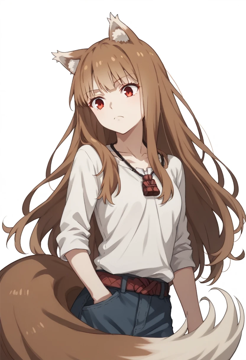 brown hair,long hair,red eyes, wolf girl,wolf ear,wolf tail、大きな胸