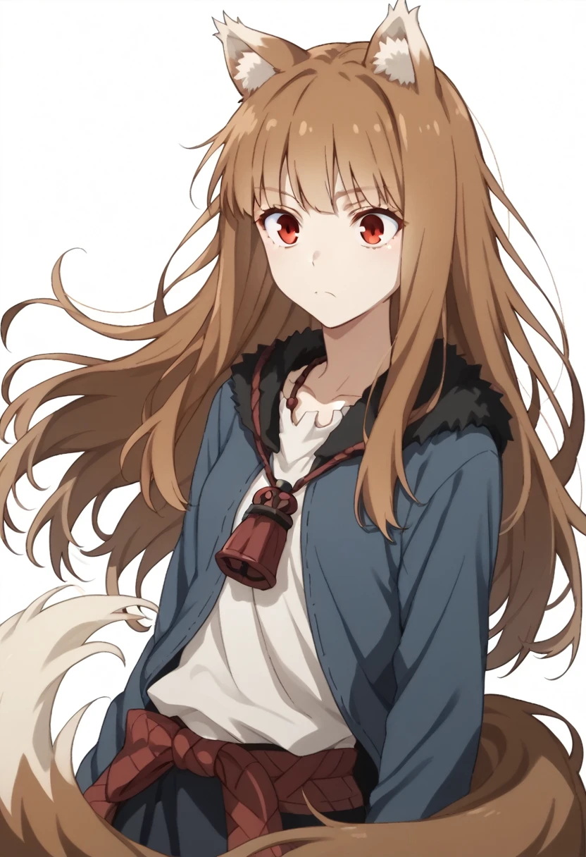 brown hair,long hair,red eyes, wolf girl,wolf ear,wolf tail、大きな胸