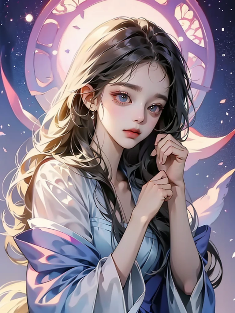 delicate Big eyes I have long hair Cute girl 笑う パステルカラー