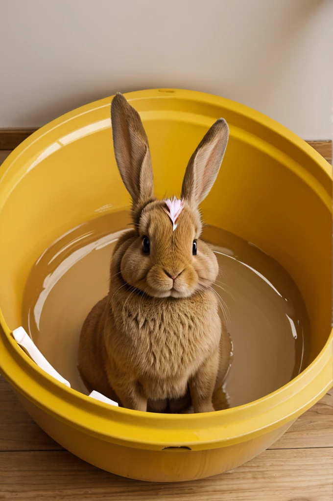 Bunny in honey tub