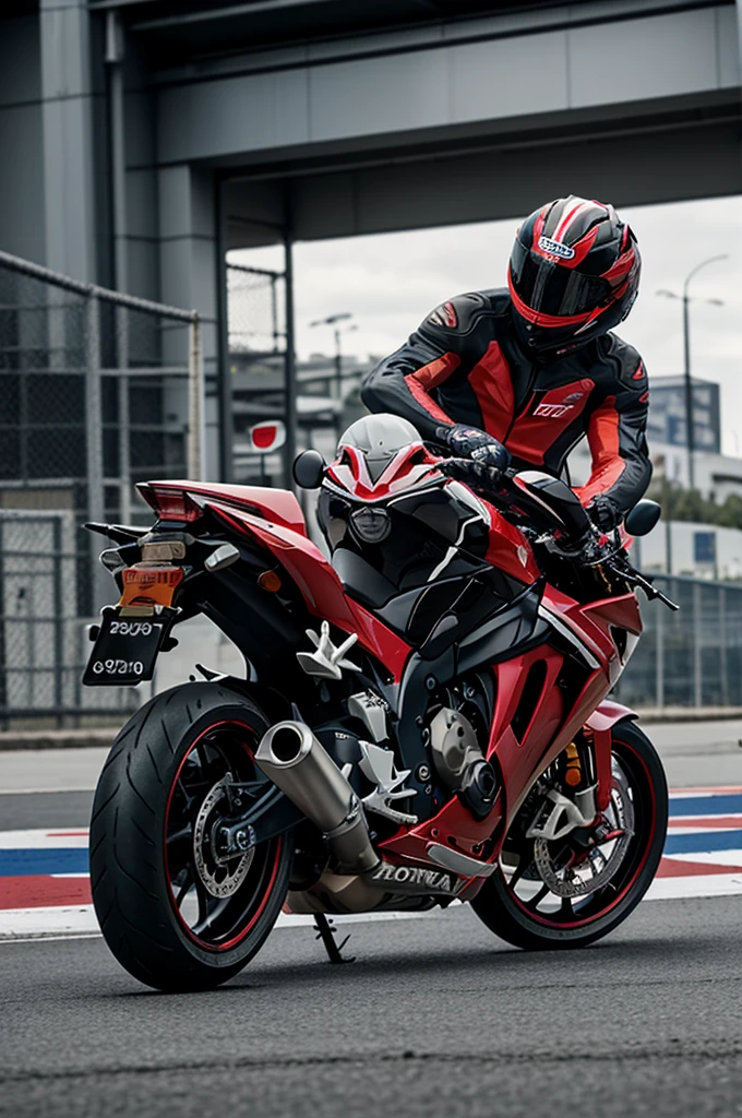 Generates an image of a Honda CBR1000RR parked on the street