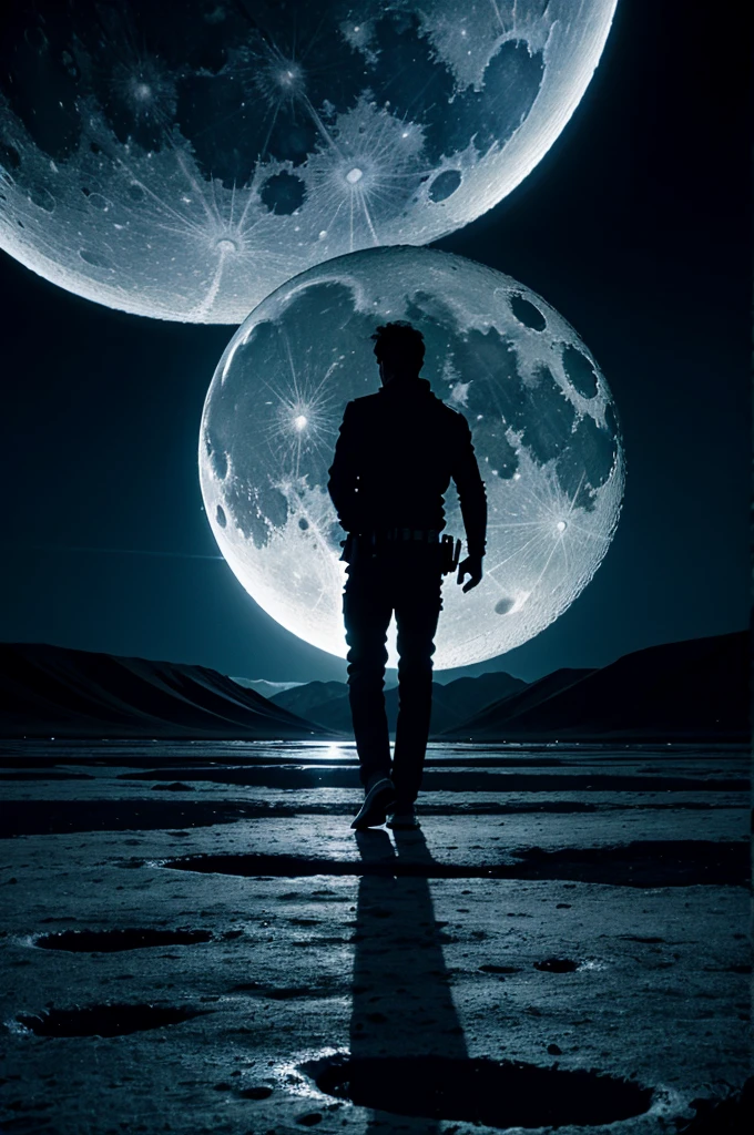 Dark night melting moon open area