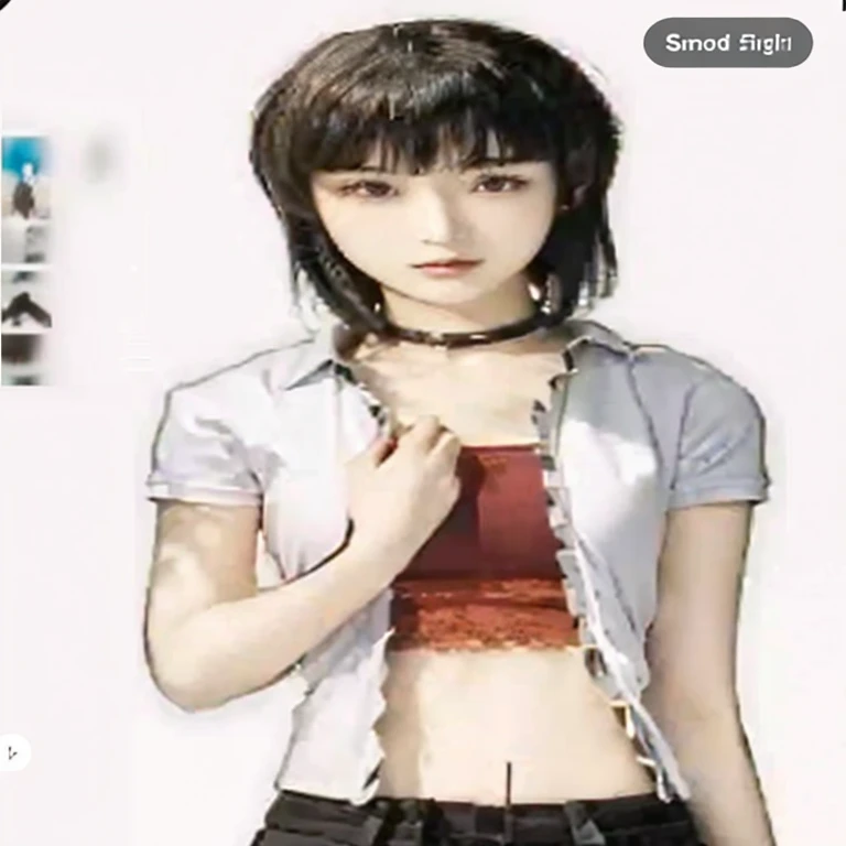 anime girl with short hair and a red top posing for a picture, lain iwakura, portrait of lain iwakura, lain, kusanagi, makoto kano, iwakura lain, serial experiments lain, sui ishida art manga, romanticism lain, makoto shinka, mamimi samejima, haibane renmei, yuuka kazami
