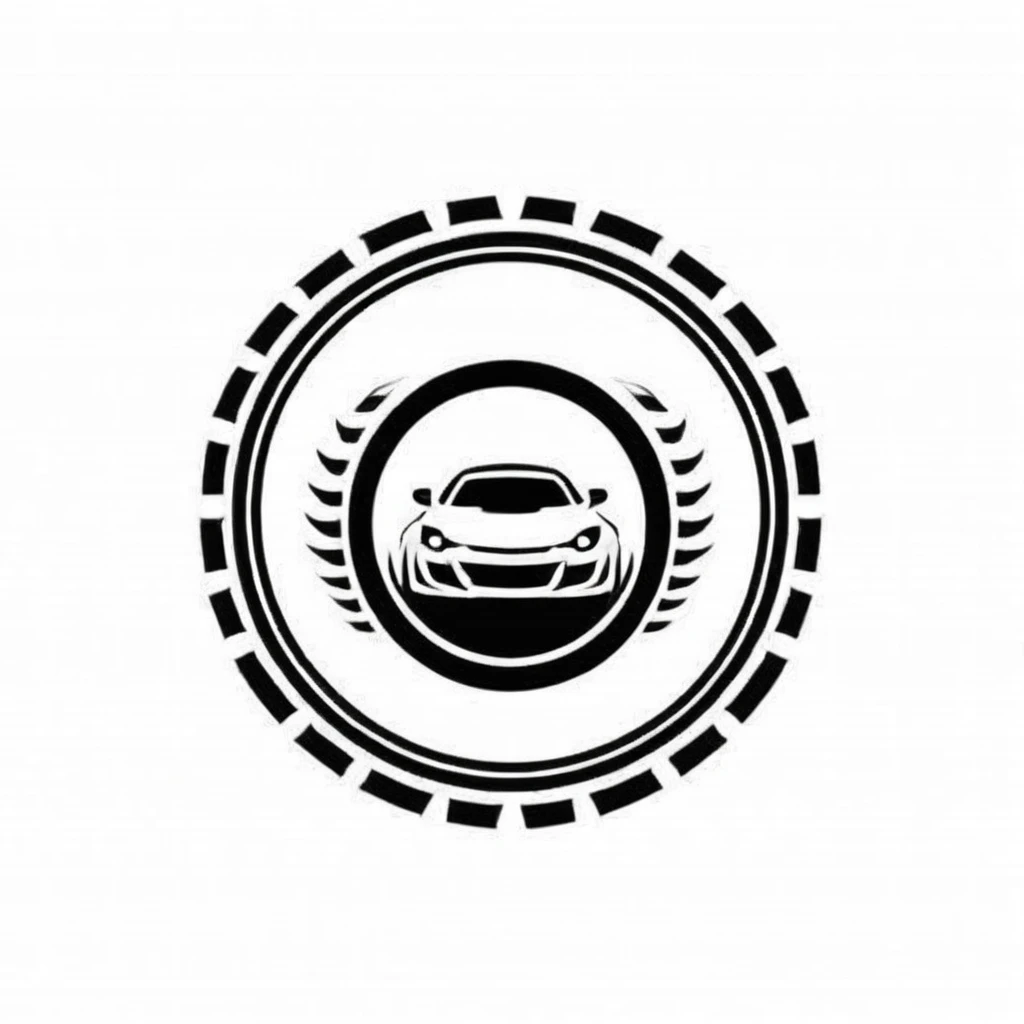 Stylish logo for Japanese car maintenance industry Logo marked by tires Japanese style luxury logo a logo that looks quite luxurious Very cool design, chic and modern white background
