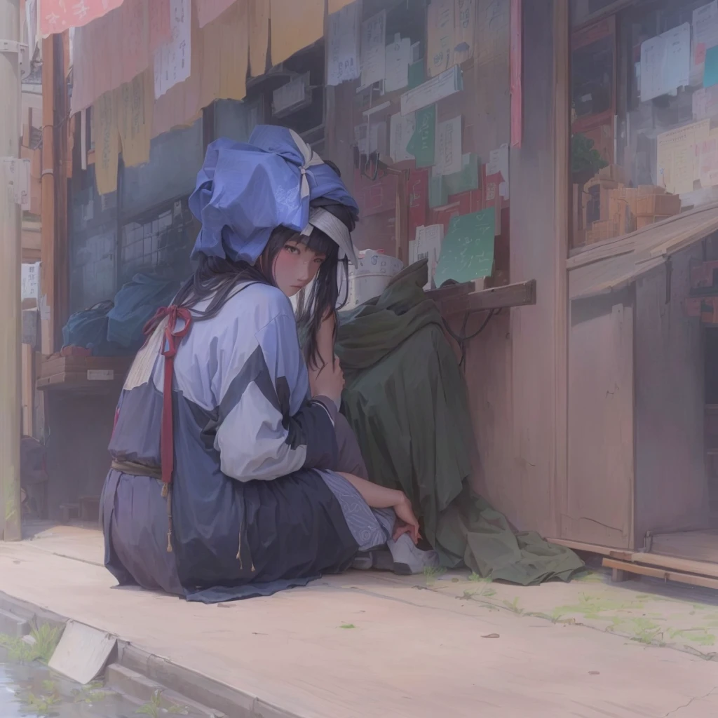Anime-style image of a woman sitting on a bench with a cat, Gweiz-style artwork, Painted in an anime artist&#39;s studio, Roysh and wlop, Roysh art style, Low level of detail. Digital Painting, Created by Anime Painter Studio, Blurry dreamy illustration, Blurry dreamy illustration, by Shimo, Roysh |1. Scenery and Cityscape in the Early Meiji Era
After the Meiji Restoration, Japan underwent rapid modernization and civilization. Consequently, many changes and reforms occurred. Below is a detailed explanation of the scenery, appearance of the poor, occupations, and cityscapes in the early Meiji period (1868 to the early 1880s).

2. Appearance of the Poor
Life for the impoverished and lower classes remained harsh. In particular, in urban areas, people migrated from rural areas or unemployed artisans gathered, intensifying competition in the labor market. Many of them struggled with poverty, often residing in slums or around temples.

3. Occupations
Meiji early Japan witnessed a diversification of occupations. Traditional agriculture and handicrafts were accompanied by the rise of modern industry and commerce. Particularly in urban areas, factory workers, shop clerks, and transporters increased, giving rise to new professions. However, many in these occupations endured harsh working conditions.

4. Influence of Civilization and Enlightenment
During the Meiji era, Western cultural influences spread rapidly. Changes in clothing, dietary habits, and the proliferation of Western-style architecture advanced, especially in urban areas. Conversely, this development posed a threat to traditional culture and lifestyles, resulting in societal upheaval and adaptation challenges.

5. Social Change and Policy Influence
While promoting modernization policies, the government also addressed poverty and social issues. Legislation for labor protection and charitable activities to aid the poor were implemented. Nevertheless, living conditions for the impoverished scarcely improved.

The early Meiji period marked a rapid transformation in Japan, with complex social landscapes involving challenges faced by the poor an