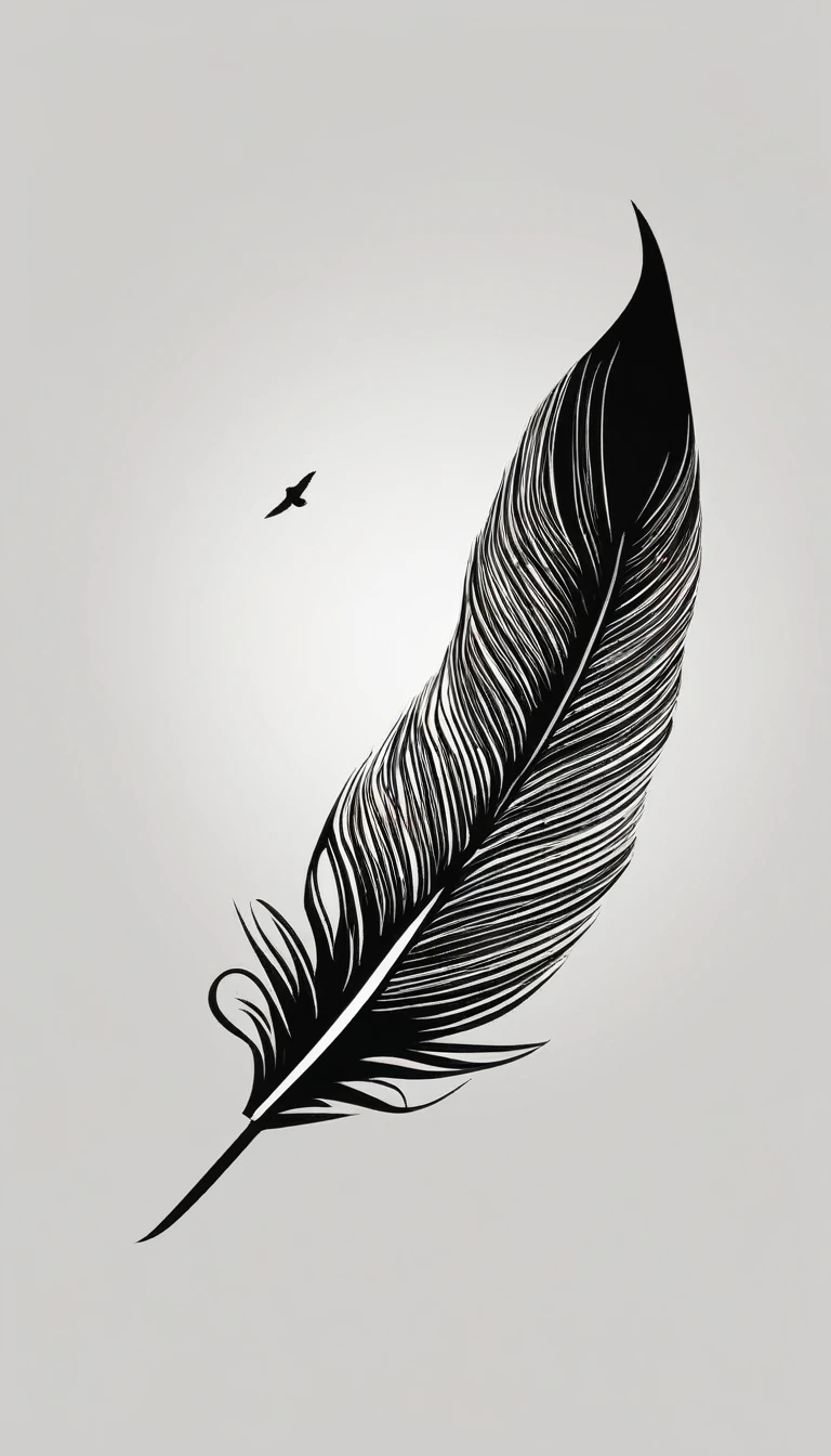 A minimal, modern, simple, cinematic logo design for the brand “Penamemoria". Create a modern, minimalistic, high-quality, logo of a bird feather
