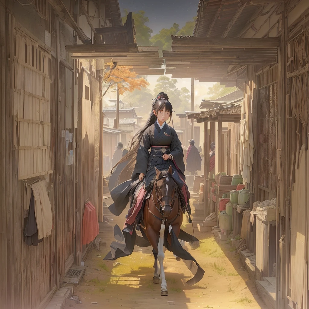 Anime girl in a long dress riding a horse in a room, Gweiz-style artwork, 2. 5d cgi anime fantasy artwork, guweiz on pixiv artstation, Guweiz on ArtStation Pixiv, Xin Haicheng, Jan J, Traditional Japanese concept art, artstation pixivでトレンド, Beautiful artwork illustration 1. Scenery and Cityscape in the Early Meiji Era
After the Meiji Restoration, Japan underwent rapid modernization and civilization. Consequently, many changes and reforms occurred. Below is a detailed explanation of the scenery, appearance of the poor, occupations, and cityscapes in the early Meiji period (1868 to the early 1880s).
2. Appearance of the Poor
Life for the impoverished and lower classes remained harsh. In particular, in urban areas, people migrated from rural areas or unemployed artisans gathered, intensifying competition in the labor market. Many of them struggled with poverty, often residing in slums or around temples.
3. Occupations
Meiji early Japan witnessed a diversification of occupations. Traditional agriculture and handicrafts were accompanied by the rise of modern industry and commerce. Particularly in urban areas, factory workers, shop clerks, and transporters increased, giving rise to new professions. However, many in these occupations endured harsh working conditions.
4. Influence of Civilization and Enlightenment
During the Meiji era, Western cultural influences spread rapidly. Changes in clothing, dietary habits, and the proliferation of Western-style architecture advanced, especially in urban areas. Conversely, this development posed a threat to traditional culture and lifestyles, resulting in societal upheaval and adaptation challenges.
5. Social Change and Policy Influence
While promoting modernization policies, the government also addressed poverty and social issues. Legislation for labor protection and charitable activities to aid the poor were implemented. Nevertheless, living conditions for the impoverished scarcely improved.
The early Meiji period marked a rapid transformation in Japan, with complex social landscapes involving challenges