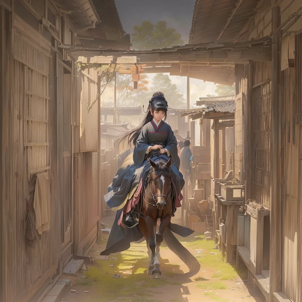 Anime girl in a long dress riding a horse in a room, Gweiz-style artwork, 2. 5d cgi anime fantasy artwork, guweiz on pixiv artstation, Guweiz on ArtStation Pixiv, Xin Haicheng, Jan J, Traditional Japanese concept art, artstation pixivでトレンド, Beautiful artwork illustration 1. Scenery and Cityscape in the Early Meiji Era
After the Meiji Restoration, Japan underwent rapid modernization and civilization. Consequently, many changes and reforms occurred. Below is a detailed explanation of the scenery, appearance of the poor, occupations, and cityscapes in the early Meiji period (1868 to the early 1880s).
2. Appearance of the Poor
Life for the impoverished and lower classes remained harsh. In particular, in urban areas, people migrated from rural areas or unemployed artisans gathered, intensifying competition in the labor market. Many of them struggled with poverty, often residing in slums or around temples.
3. Occupations
Meiji early Japan witnessed a diversification of occupations. Traditional agriculture and handicrafts were accompanied by the rise of modern industry and commerce. Particularly in urban areas, factory workers, shop clerks, and transporters increased, giving rise to new professions. However, many in these occupations endured harsh working conditions.
4. Influence of Civilization and Enlightenment
During the Meiji era, Western cultural influences spread rapidly. Changes in clothing, dietary habits, and the proliferation of Western-style architecture advanced, especially in urban areas. Conversely, this development posed a threat to traditional culture and lifestyles, resulting in societal upheaval and adaptation challenges.
5. Social Change and Policy Influence
While promoting modernization policies, the government also addressed poverty and social issues. Legislation for labor protection and charitable activities to aid the poor were implemented. Nevertheless, living conditions for the impoverished scarcely improved.
The early Meiji period marked a rapid transformation in Japan, with complex social landscapes involving challenges