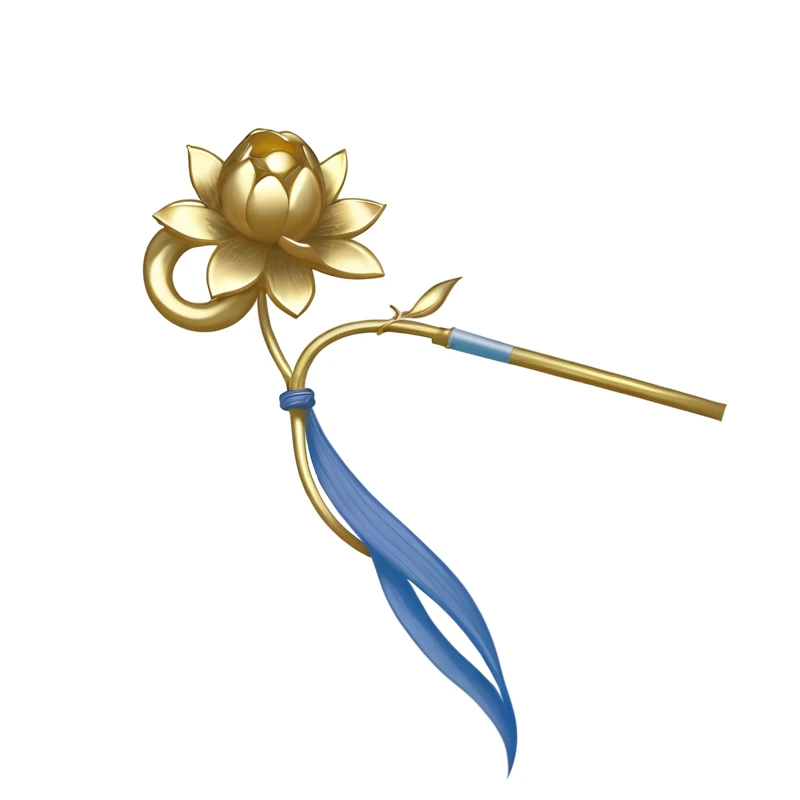 There is a golden flower,It's tied with a blue ribbon., Gilded Lotus Princess,
