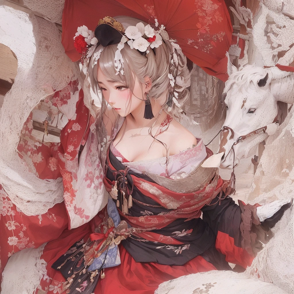 Cartoon drawing of a woman in a red dress and a white horse, Gwaiz, Gwaiz on Pixiv artstation, Gwaiz on artstation Pixiv, WLOP and Sakimi-chan, digital art on Pixiv, Gwaiz masterpiece, Pixiv, Zerochan Art, artwork in the style of Gwaiz, at Pixiv1. Scenery and Cityscape in the Early Meiji Era
After the Meiji Restoration, Japan underwent rapid modernization and civilization. Consequently, many changes and reforms occurred. Below is a detailed explanation of the scenery, appearance of the poor, occupations, and cityscapes in the early Meiji period (1868 to the early 1880s).
2. Appearance of the Poor
Life for the impoverished and lower classes remained harsh. In particular, in urban areas, people migrated from rural areas or unemployed artisans gathered, intensifying competition in the labor market. Many of them struggled with poverty, often residing in slums or around temples.
3. Occupations
Meiji early Japan witnessed a diversification of occupations. Traditional agriculture and handicrafts were accompanied by the rise of modern industry and commerce. Particularly in urban areas, factory workers, shop clerks, and transporters increased, giving rise to new professions. However, many in these occupations endured harsh working conditions.
4. Influence of Civilization and Enlightenment
During the Meiji era, Western cultural influences spread rapidly. Changes in clothing, dietary habits, and the proliferation of Western-style architecture advanced, especially in urban areas. Conversely, this development posed a threat to traditional culture and lifestyles, resulting in societal upheaval and adaptation challenges.
5. Social Change and Policy Influence
While promoting modernization policies, the government also addressed poverty and social issues. Legislation for labor protection and charitable activities to aid the poor were implemented. Nevertheless, living conditions for the impoverished scarcely improved.
The early Meiji period marked a rapid transformation in Japan, with complex social landscapes involving challenges face
