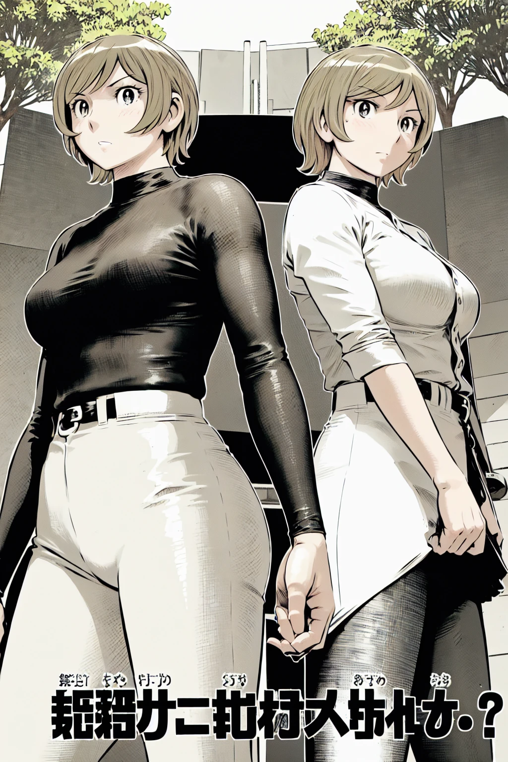 (野球uniform:1.2),
Blonde, (short hair:1.2),Long sleeve, Black Shirt, turtleneck,White trousers、uniform、Black belt、((Illustration of a person))、big 、
View your viewers,, (Highest quality:1.3),One Girl, White pants、uniform、Outdoor、baseball ground、ground、soil、blue eyes、Tight black shirt、(masterpiece、Highest quality)、Highest quality, Ultra-high resolution, (((masterpiece))), alone, big eyes、big Breasts、One Girl, Front view、Embarrassed face、Bronze colored hair、((short hair))、Stand up straight、Cowboy Shot