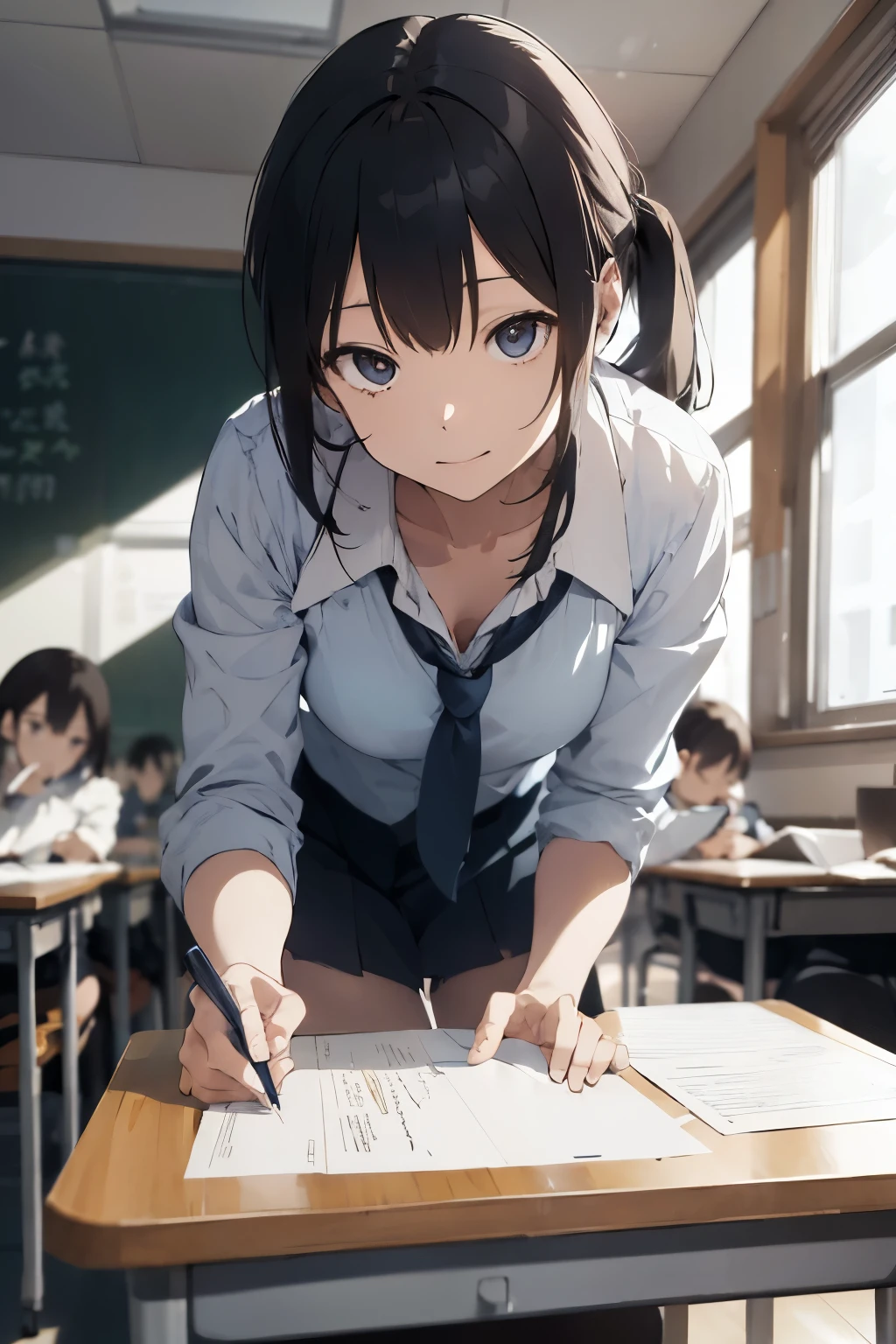 It feels like we're all doing our summer homework.。 There are multiple men and women。
Learning at a desk。