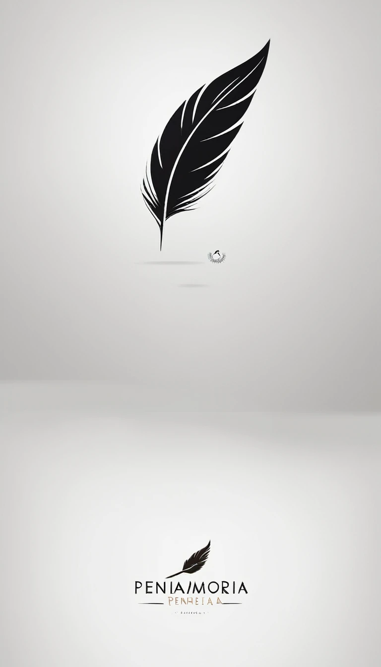 A minimal, modern, simple, cinematic logo design for the brand “Penamemoria". Create a modern, minimalistic, high-quality, logo of a feather-bird
