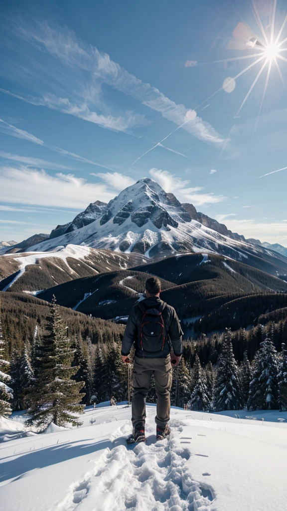 Mountain back of man