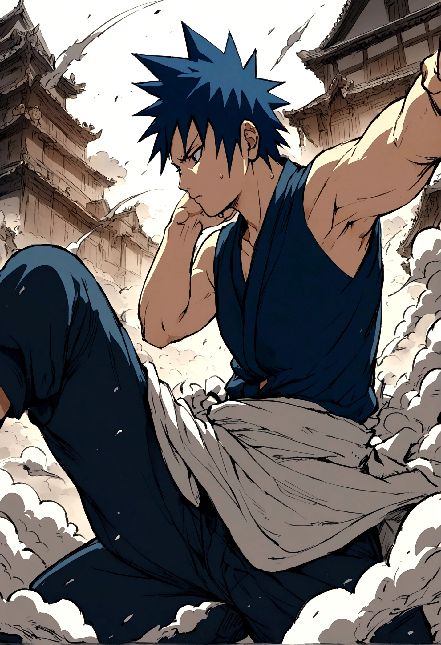 Anime style fight between Sasuke and Naruto