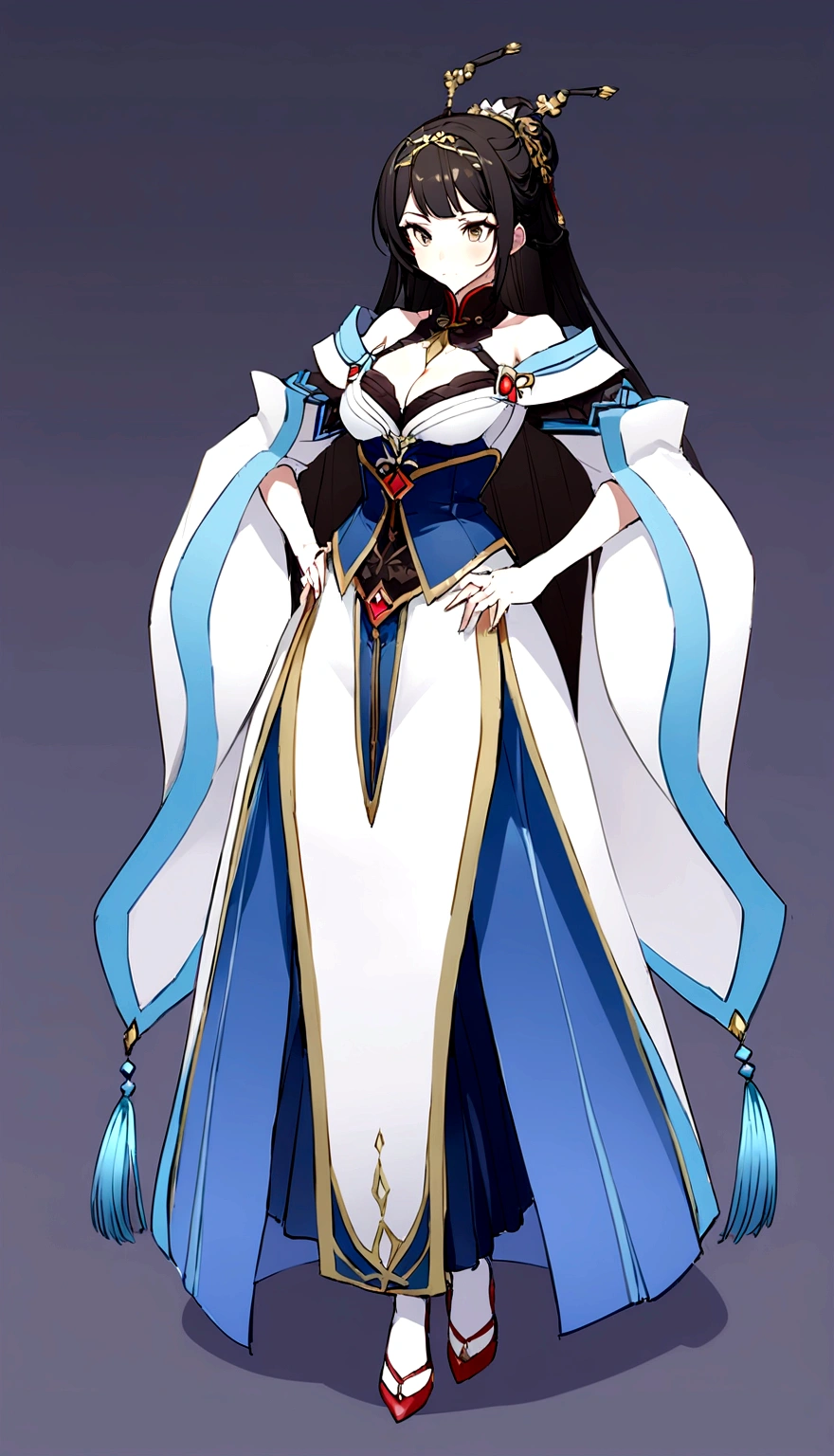 Chinese style,Immortal Cultivation,Black-haired woman,Standing posture,Persona,White background,Light green clothes