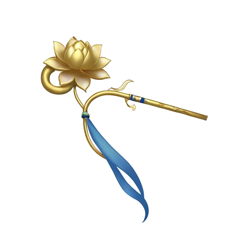 There is a golden lotus，It&#39;s tied with a blue ribbon., Gilded Lotus  