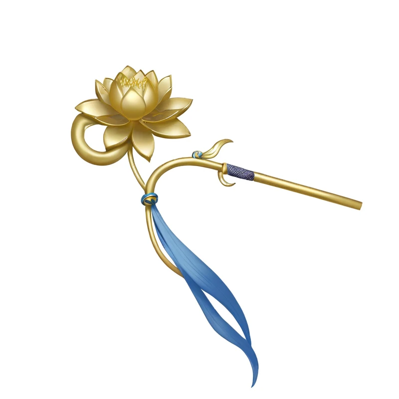 There is a golden lotus,It's tied with a blue ribbon., Gilded Lotus