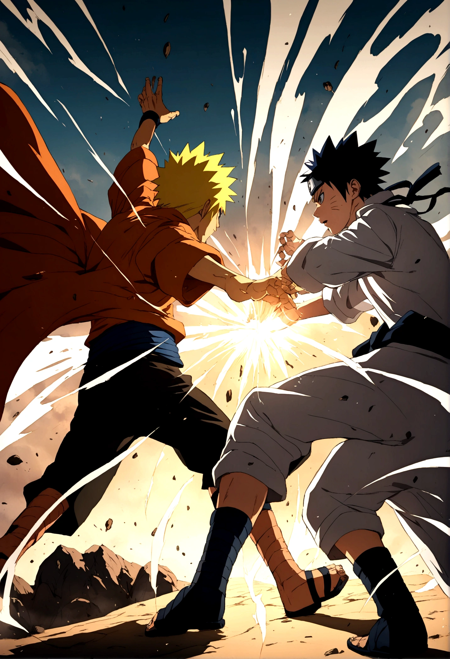 Anime style fight sasuke vs Naruto