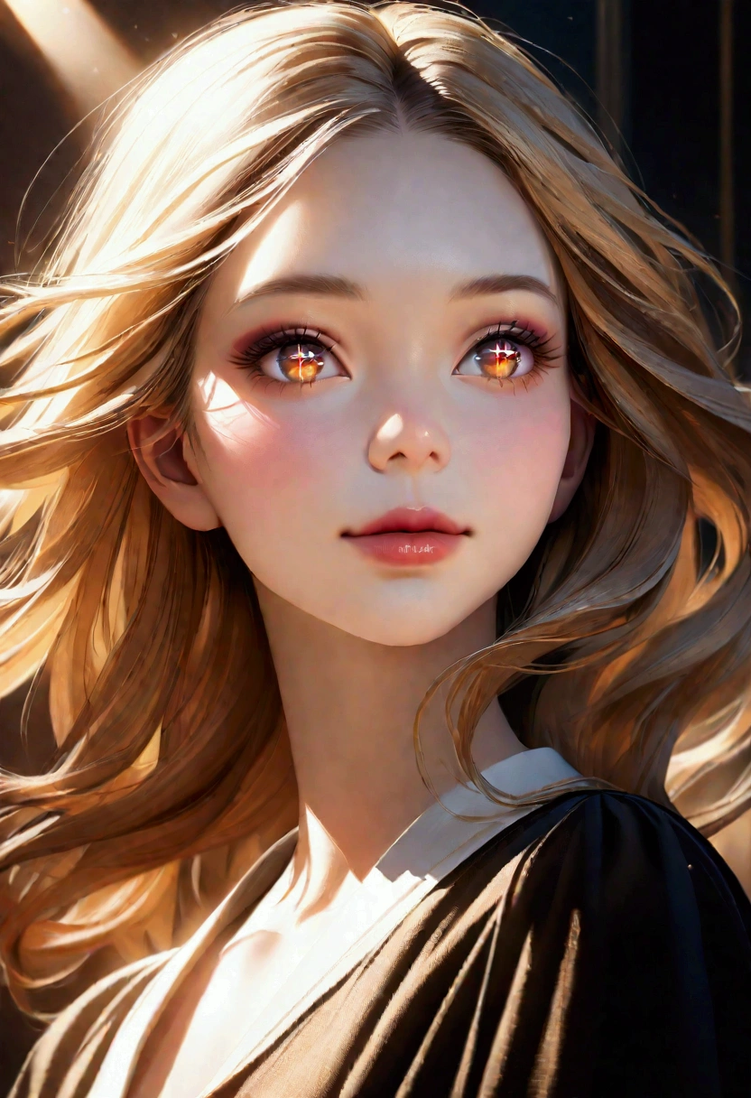 Ultra-detailed, Photorealistic, Beautiful detailed face of 4 young girl, Detailed eyes, detailed lips, long eyelashes, porcelain skin, perfect light and shadow, Feminine features, Golden hair, fluttering in the wind, Vivid colors, soft and delicate complexion, fine makeup, Sparkling eyes, rosy cheeks, Serene happy facial expression, Graceful posture, Stunning beauty, ethereal ambiance, Harmonious background, Artistic visualization, High Resolution, Professional, Portrait