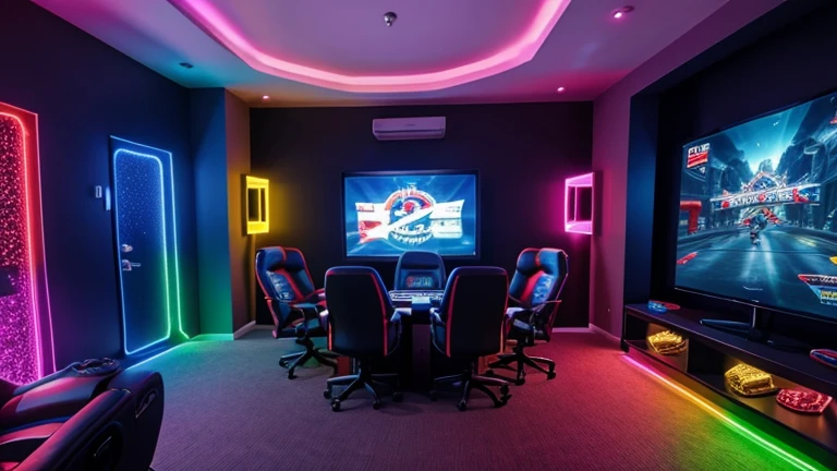 Colourful lights gaming room