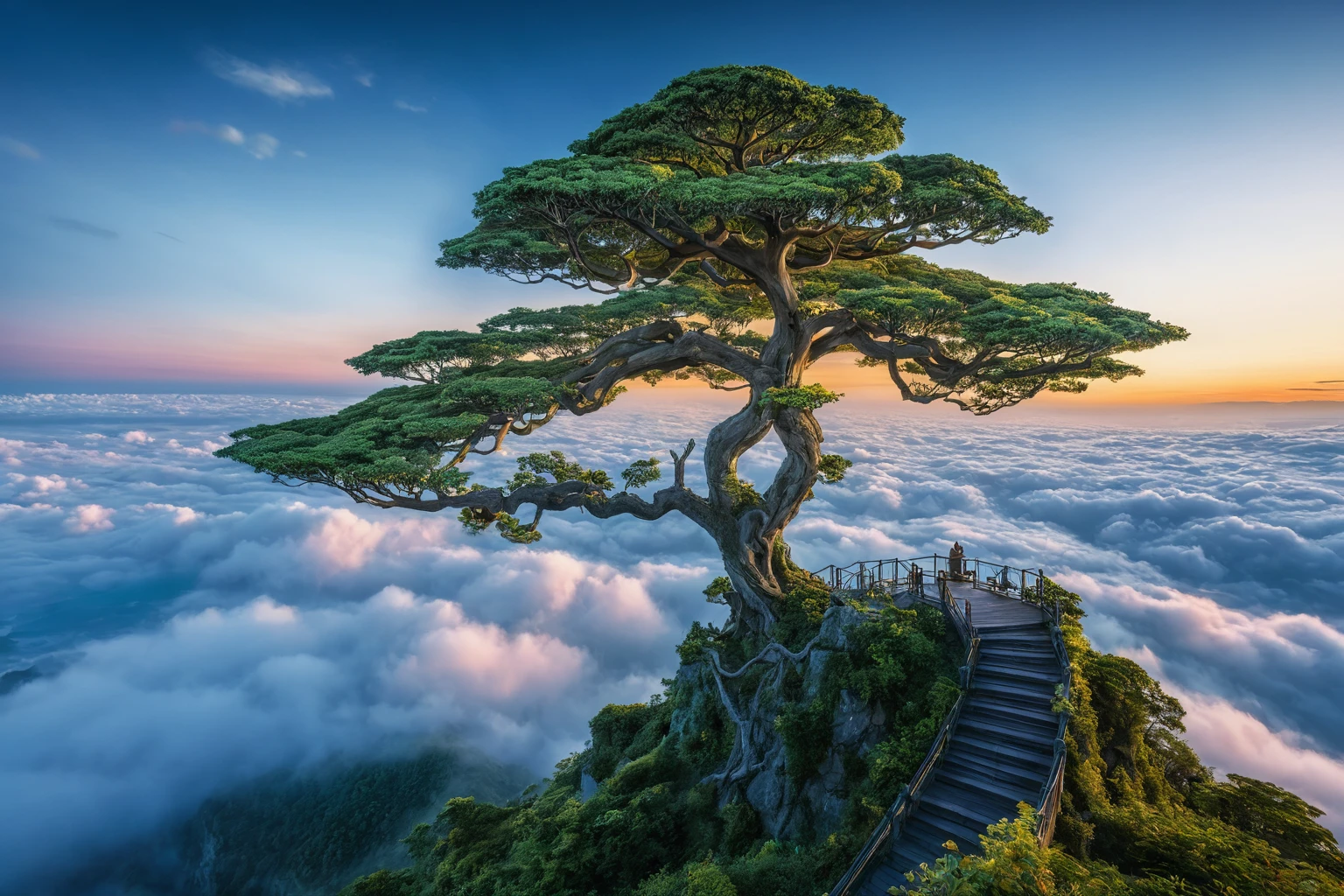 architecture，Tree，Sea of Clouds，illumination，风illumination片，Overlooking，Big scene，Raw，Ultra HD，8K，details，best quality，Perfect color matching，Sense of atmosphere，Masterpieces of international photography masters，National Geographic Photography Award Winners，9：16