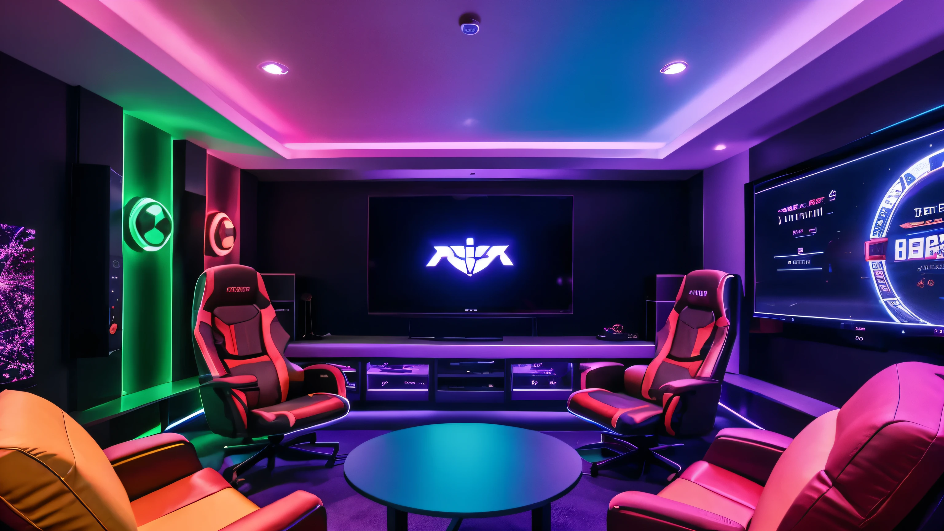 Colourful lights gaming room