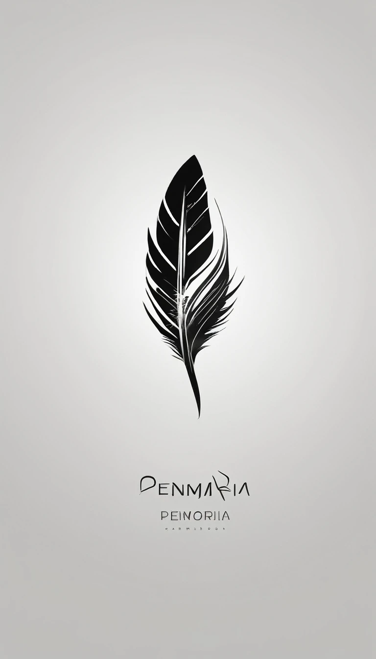 A minimal, modern, simple, cinematic logo design for the brand “Penamemoria". Create a modern, minimalistic, high-quality, logo of a bird feather