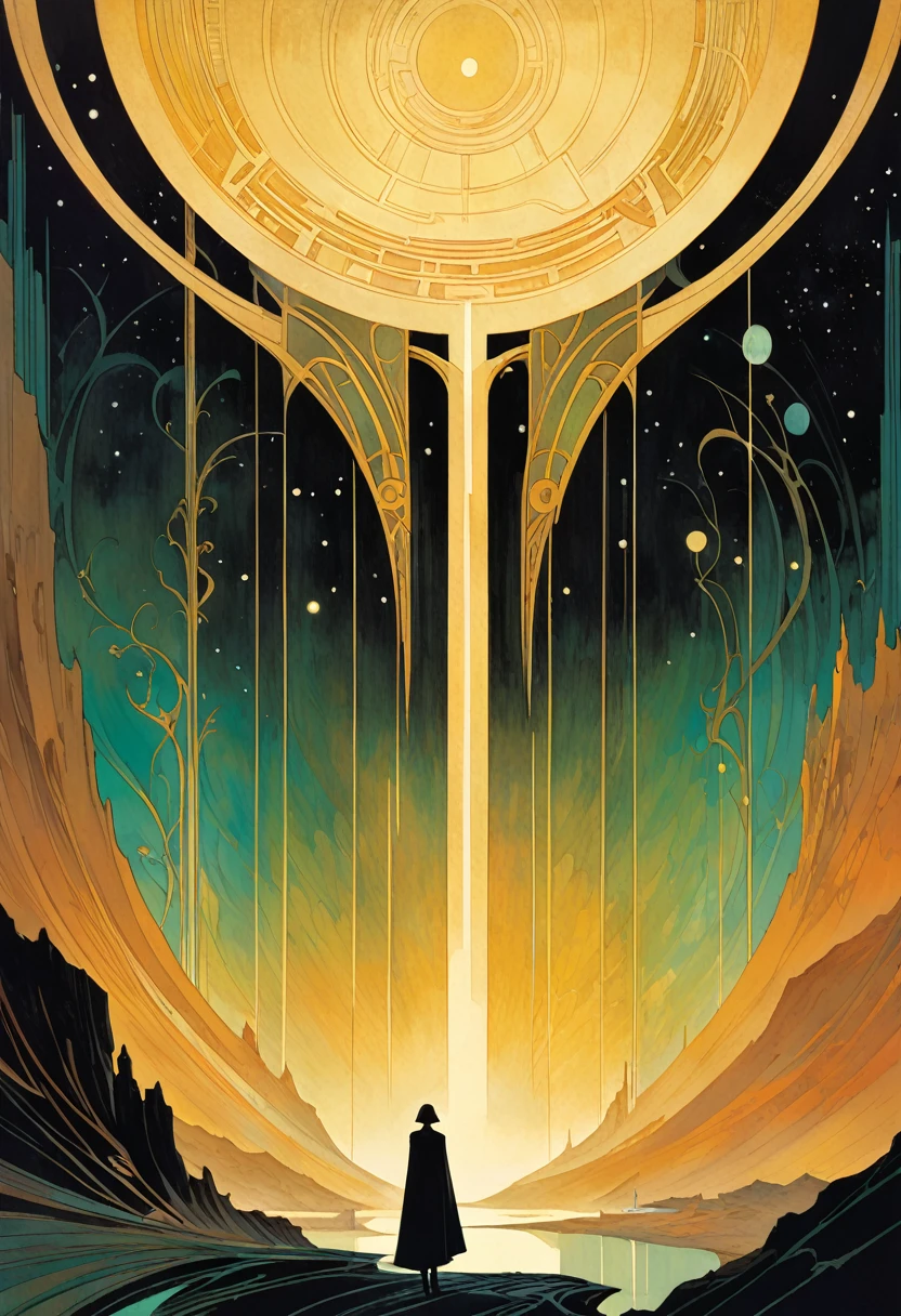 ( Depiction by Dorothy Lathrop and Aaron Horkey:1.5),Mysterious Landscape Photography,Luminous oil painting style,IncRedible futuristic images appear on the Miracle Stone,Mystery Book Cover Art, There is a lot of suspense, Dark, atmosphere, Dark "Imagine a vast desolate space,The spectral landscape unfolds from the surrounding haze, It's as if the fabric of reality has lost its color and vibrancy. Crystalline Monolith, No visible pulse or energy, Rising from the barren land like a forgotten fragment of knowledge, Casting an eerie glow over a featureless environment. Artworks should evoke an unsettling sense of alienation, The line between nothingness and existential despair becomes blurred, Put the audience into a state of numbness and indifference."Red,dark Red color palette