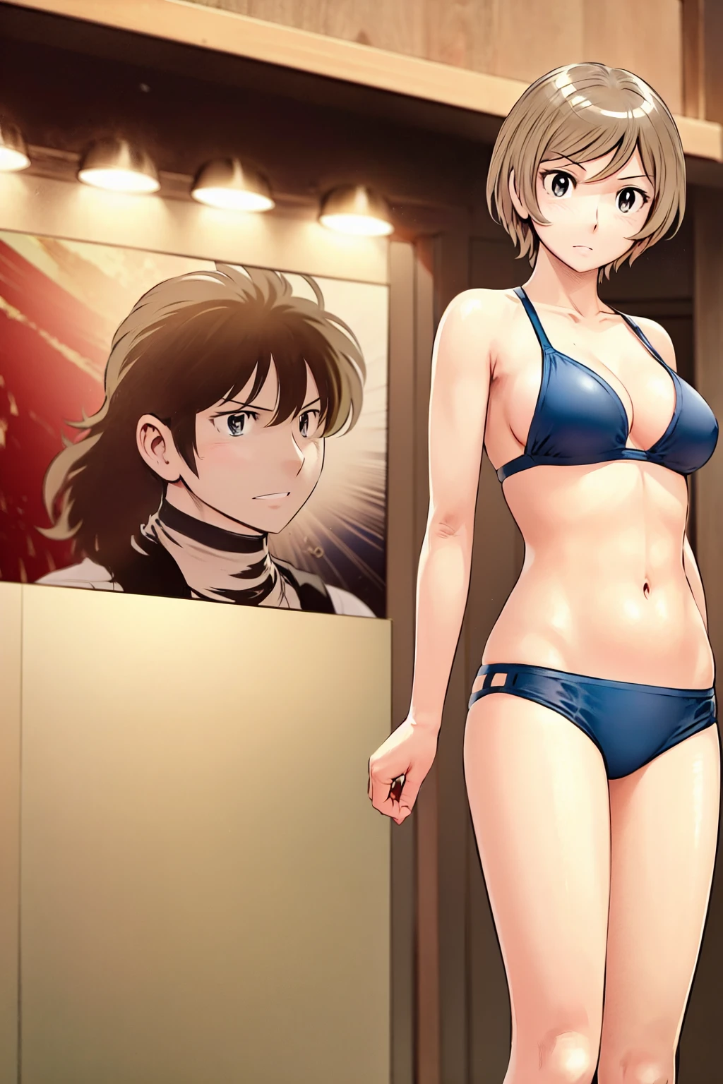 (Baseball uniforms:1.2),
Blonde, (short hair:1.2),Illustration of a person、
View your viewers,, (Highest quality:1.3),One Girl, beach、Outdoor、 ground、ground、soil、blue eyeicro Bikini、(masterpiece、Highest quality)、Highest quality, Ultra-high resolution, (((masterpiece))), alone, Large breasts、One Girl, Front view、Embarrassed face、Bronze colored hair、((short hair))、Stand up straight、Cowboy Shot