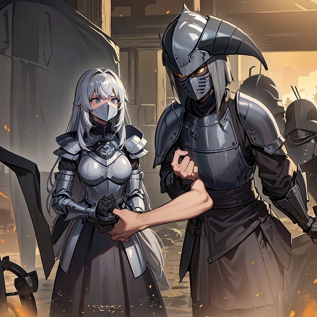 Best illustrations、Best Quality、(((Simple grey armor、Black trousers、Black glover.々Hairstyle、Mr.々Hair coron helmet、Iron Mask、Iron Helmet)))、(((Get Ready)))、(Old ruins、desert。Grass)、Fall to the floor、(Black, muddy swamp)、(中世の騎士が10 people)、(get annoyed、anxiety、impatience、Open your mouth、shout)、(lots of medieval knights、10 people)、battlefield、、From below