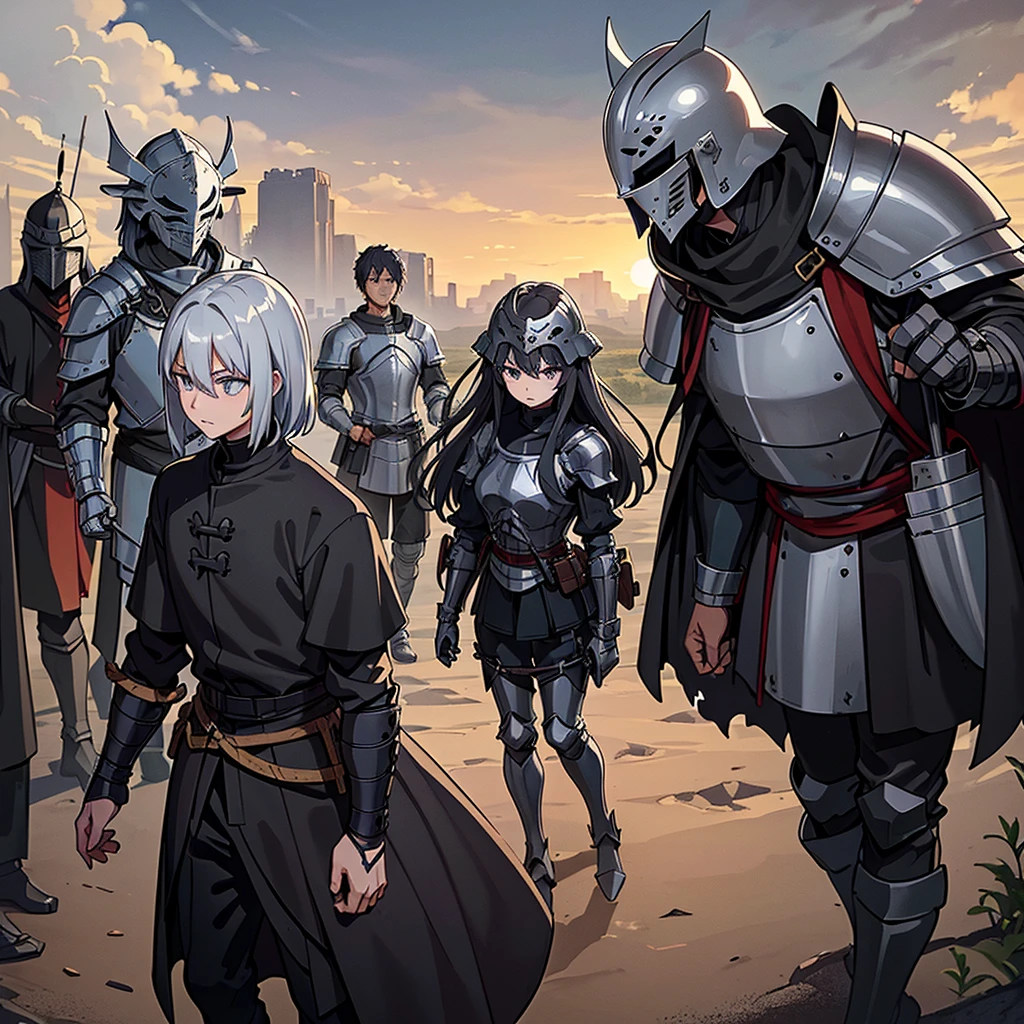 Best illustrations、Best Quality、(((Simple grey armor、Black trousers、Black glover.々Hairstyle、Mr.々Hair coron helmet、Iron Mask、Iron Helmet)))、(((Get Ready)))、(Old ruins、desert。Grass)、Fall to the floor、(Black, muddy swamp)、(中世の騎士が10 people)、(get annoyed、anxiety、impatience、Open your mouth、shout)、(lots of medieval knights、10 people)、battlefield、、From below