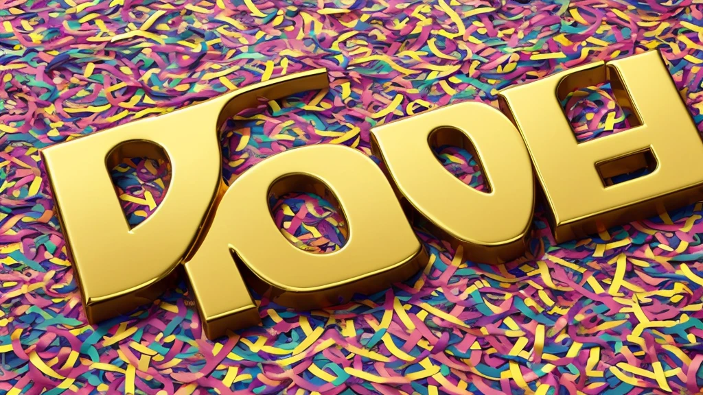 a gold ribbon that says in a very large font, no humans, confetti,