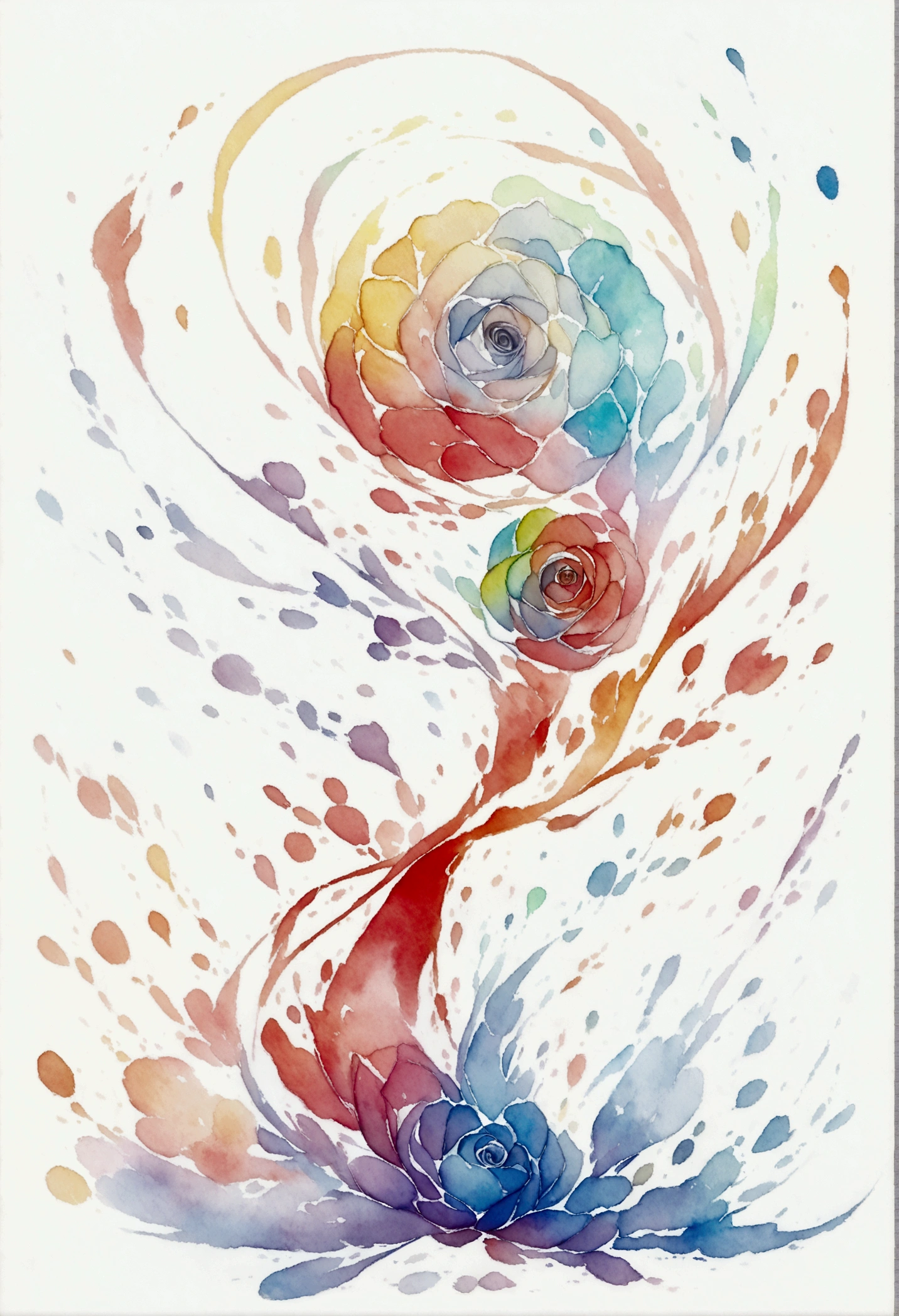 wtrcolor style, (Rose) The art of math, Official Art, Blown by the wind, masterpiece, beautiful, ((watercolor)), Paint splatter, Intricate details. Very detailed, [Dripping:0.7], Popular on ArtStation, Rachel Walker