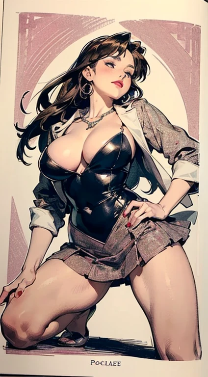 (Ultra-detailed, photorealistic, best quality, 4k,8k, highres, masterpiece:1.3), Featured is Sachi, a graceful figure from Tokyo, Japan, ((who embodies the essence of elegance and charm)), (((She boasts a  stature, standing at 1.55 meters and weighing around 48 kilograms, epitomizing the blend of traditional Japanese beauty and modern allure))), (Her hair is always meticulously arranged), (Her eyes are gentle brown), ((and a physique with a flat abdomen, a peachy posterior, and perfectly round, perky F-cup breasts)), accentuated by her modest demeanor, (((She is wearing a pink tweed suit from Coco Chanel's collection, consisting of a fitted jacket and a matching skirt. Paired with a white blouse, this outfit subtly highlights her curves while maintaining a modest, dignified look))), She accessorizes with a Chanel pearl necklace, and carries a classic quilted leather handbag from Chanel, (exceptionally detailed:1.3),, super finely detailed hands, ultra finely detailed fingers(((ten fingers))), (posing elegantly), (full body showcase), (sPerfect Face, Detailed, (Accurate hand and finger depiction), ((Doronjoのマスクとコスチューム)), (Blonde Long Hair), Beautifully long red nails, deep red lipstick, (Voluptuous body), (Large Breasts)、(Cleavage), Narrow waist, Big Ass, Alluring, glamorous, Smile, ((Crouching)), (woman on top), (Chest up:1.3), Flattering pig, looking away, aerial angle, (mechanical, complex body), ((huge god's weapon has female face's outline embedded)), small breast, drooping eyes, blush, sleepy, (art nouveau), The main character is Usagi Tsukino, a clumsy and seemingly ordinary teenage girl who discovers that she is the reincarnation of Sailor Moon, the legendary warrior of love and justice. Usagi is joined by other Sailor Guardians, including Sailor Mercury, Sailor Mars, Sailor Jupiter, and Sailor Venus, each of whom possesses unique powers and abilities. Together, they fight evil forces, protect the world from various threats, and search for the Moon Princess.