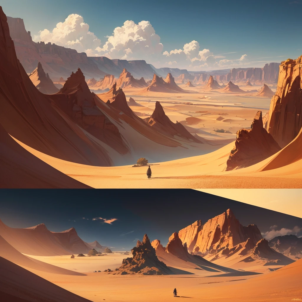 ((((No humans))))、Yellow sand in the sky，The background is a vast desert, Desert Oasis，Rich colors，デジタルLandscape painting, Detailed Landscape — Width 672, Landscape painting, Environmental Design Illustration, Landscape painting 詳細, Desert Oasis landscape, Concept Art, Highly detailed digital art in 4K, 4K Digital Painting, 4K Digital Painting, Amazing digital illustrations, Desert Background, デジタルペインティングConcept Art, Detailed digital painting, Inspired by Christophe Vaché